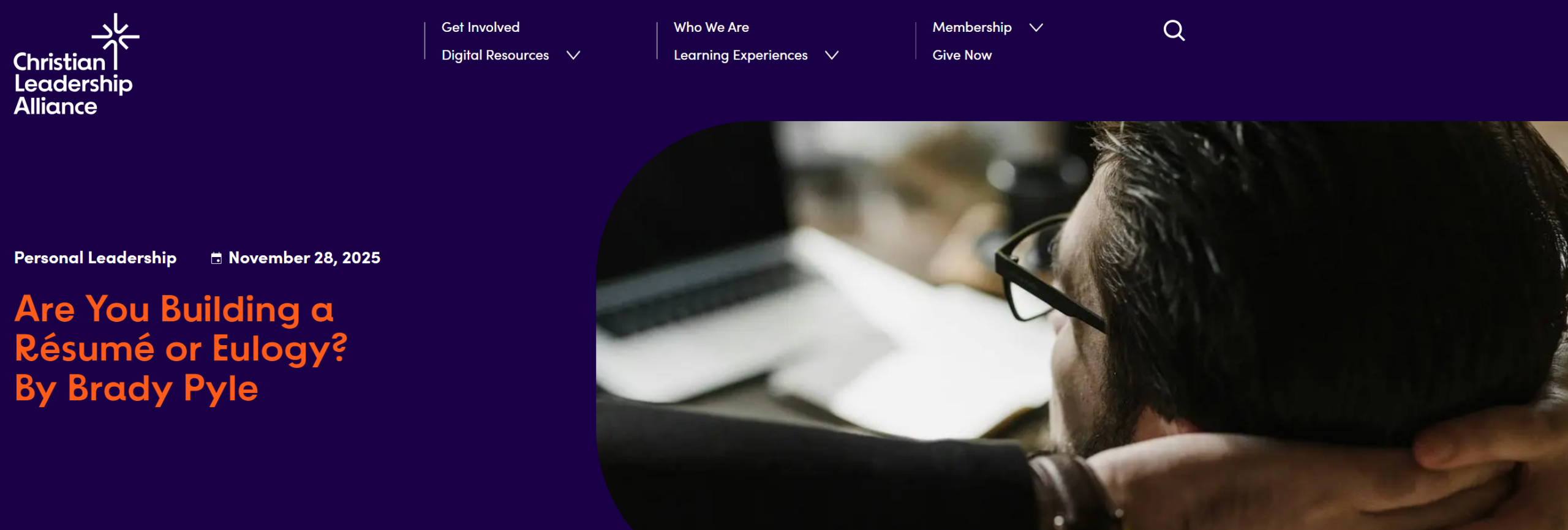 Christian Leadership Alliance Blog: Are You Building a Resume or Eulogy? (November 28, 2025)